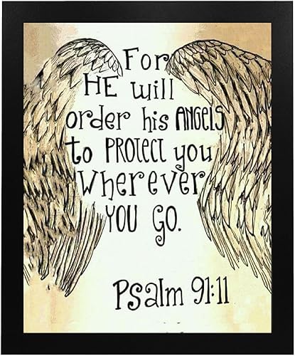 Miniatura 6 de AMERICAN LUXURY GIFTS His Angels Will Protect You Salmo 91:11, versículo bíblico cristiano, inspirador, arte de pared para sala de estar,