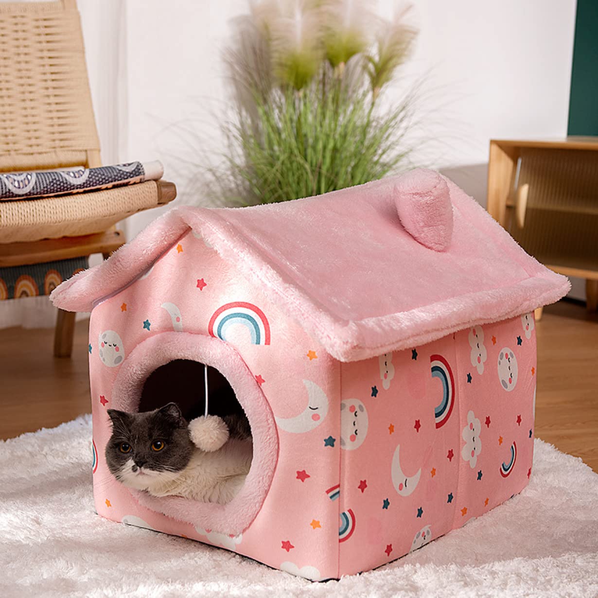 Amazon.co.jp: [JUI3N] ペットハウス 犬 ベッド 猫 ピンク ベッド