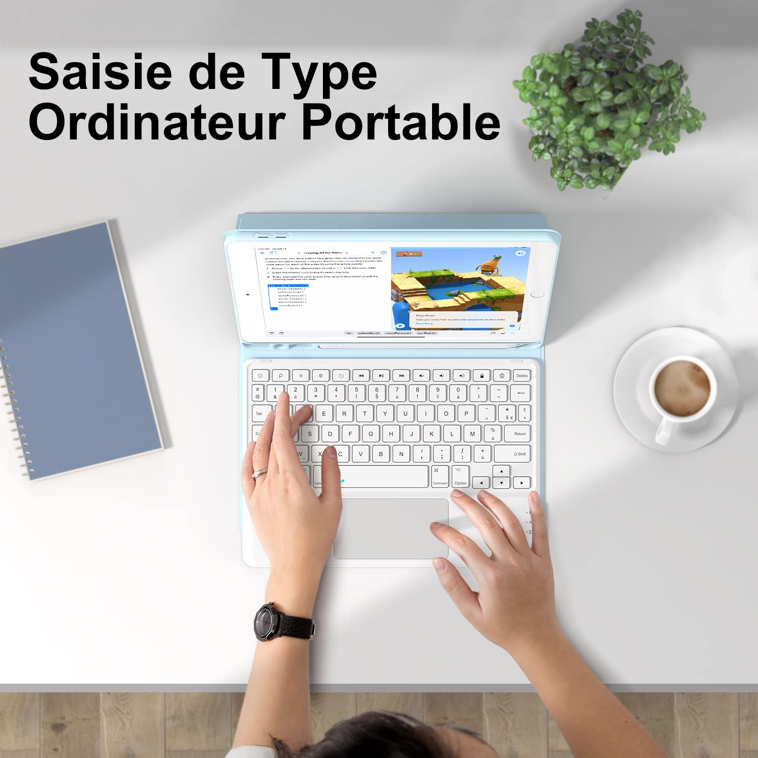 Earto Coque avec Clavier pour iPad 9e génération 10.2", iPad Air 5