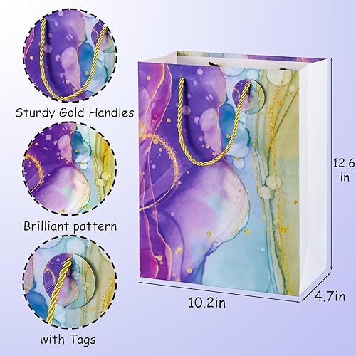 Miniatura 2 de Bolsas de regalo de mármol con asas - Bolsas de mármol coloridas para fiestas con pañuelos