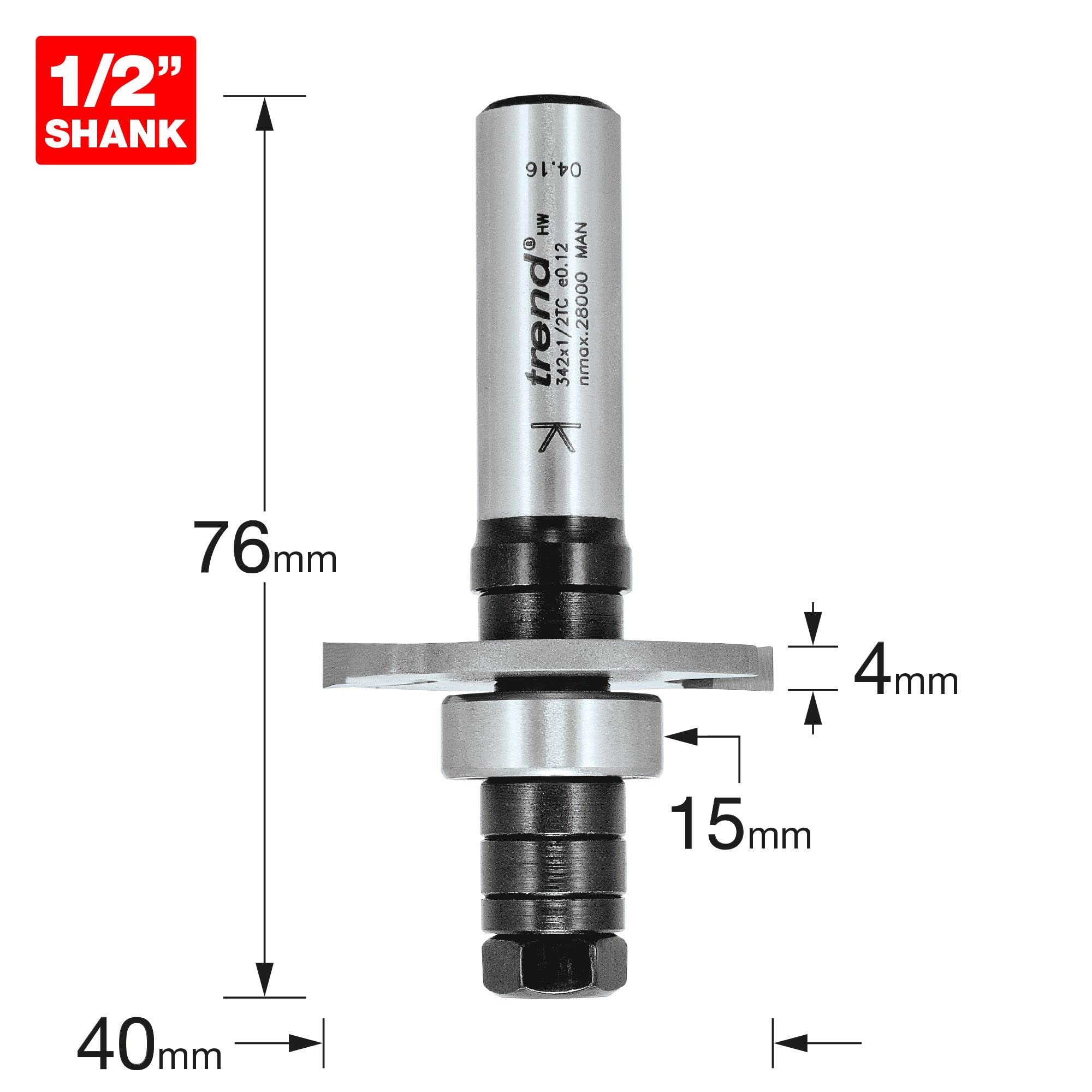 Trend Professional Bearing Guided Biscuit Jointer Router Cutter, 1/2 Inch Shank, 4mm Cut Length, Biscuit Sizes No.0, 10 & 20, 342X1/2TC - Image 3