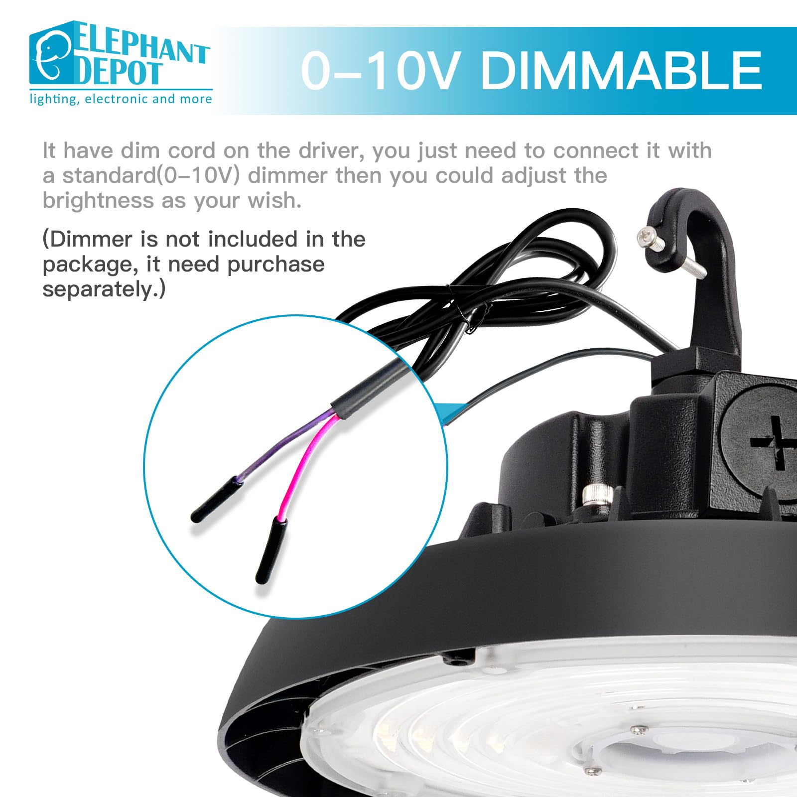 UFO Led High Bay Light with Motion Sensor 150 200 240W 21000 28000 33600lm 2CCT 4000K 5000K 0-10V — view 3