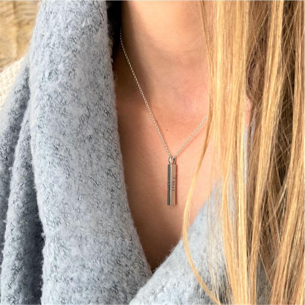 Namenskette gold Silberkette 925 Silber mit Gravur Namensgravur Gravurschmuck Namensschmuck Koordinaten Barren Anhänger Ankerkette | HANDMADE IN GERMANY