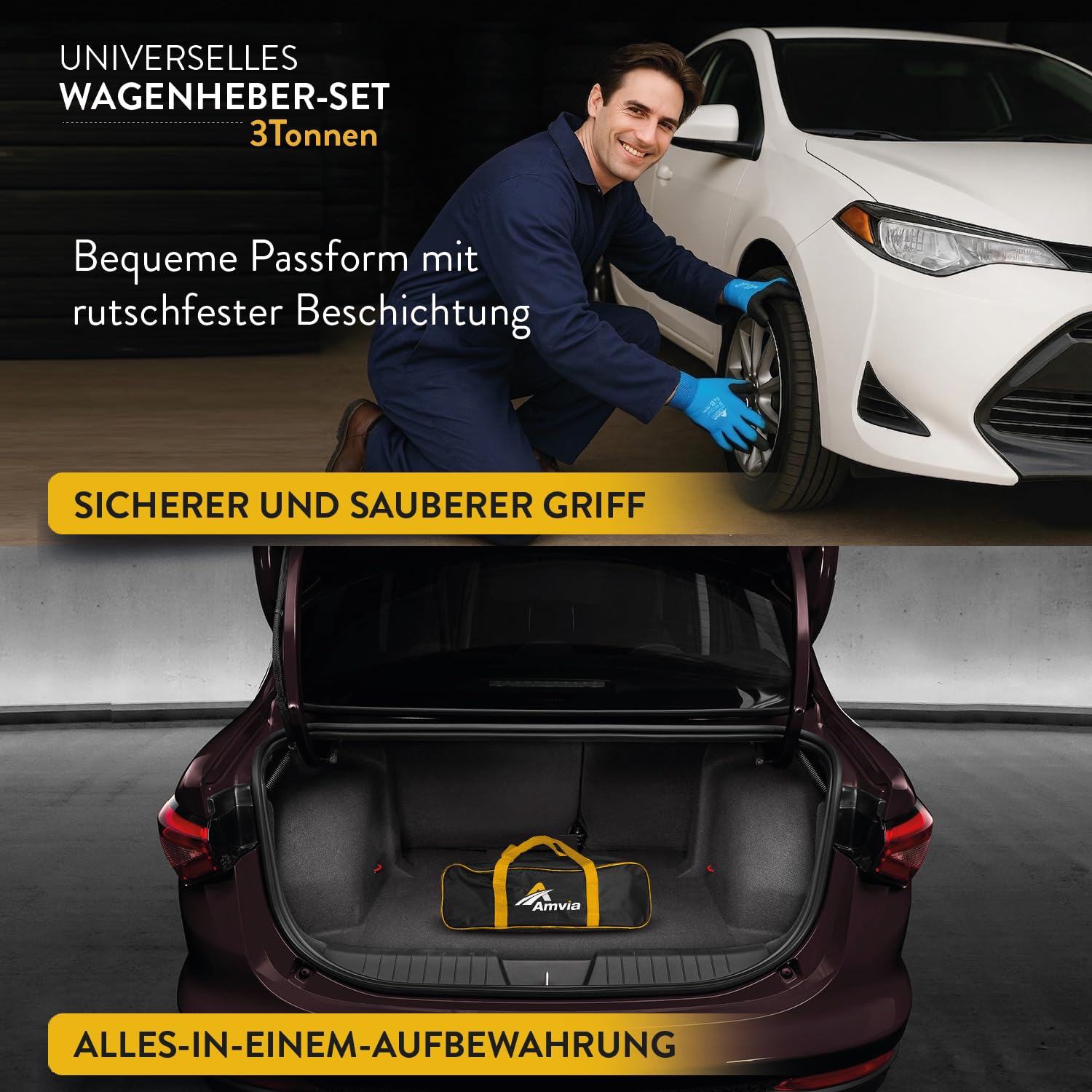 Wagenheber-Set 3T | Scherenwagenheber mit Kreuznut- & Flachauflage Car Jack