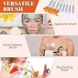 9 Pieces Facial Fan Mask Brushes, Soft Facial Applicator Brushes Tools for Peel Glycolic Makeup for Mud Cream(White, Yellow)