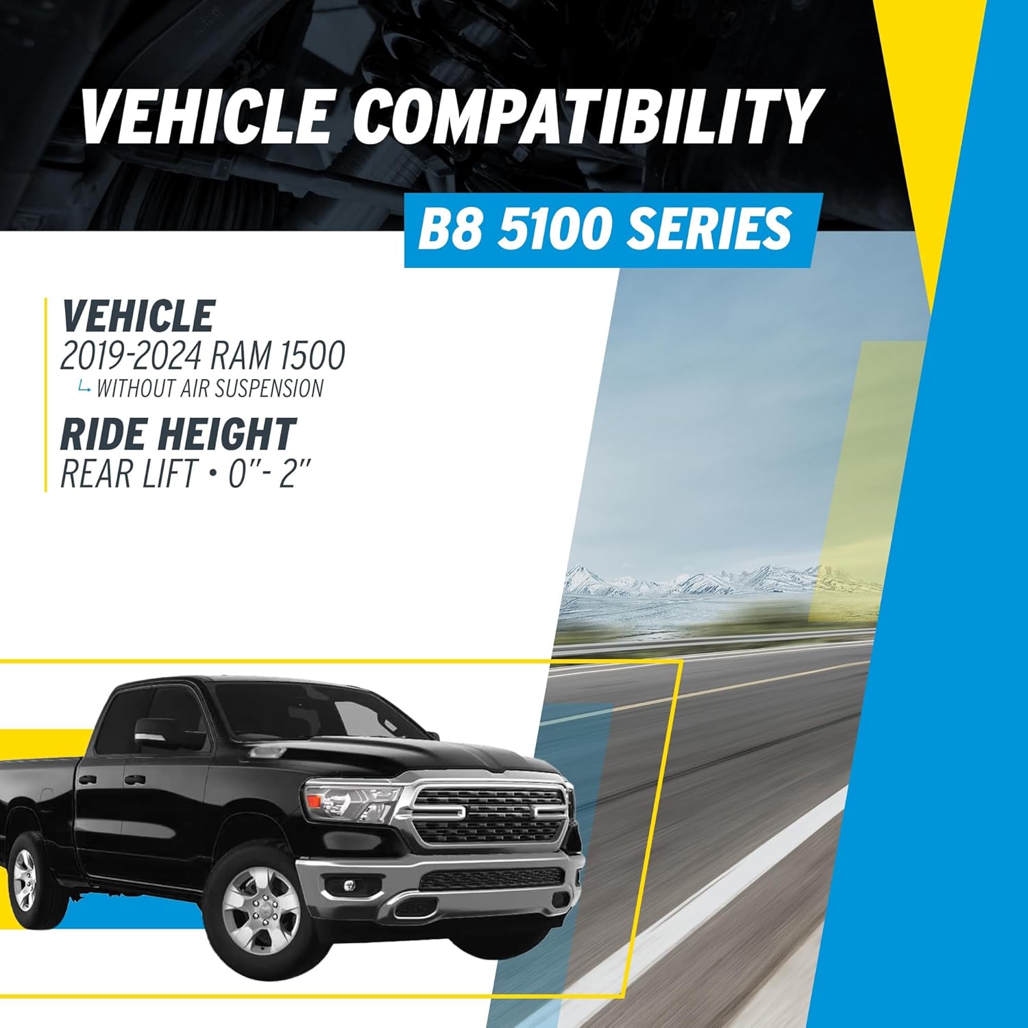 Bilstein Pair of Rear B8 5100 Series Shocks Compatible with 2019-2024 RAM 1500 w/o Air Suspension with 0-2" Rear Lift | Easy Installation | Smooth Performance