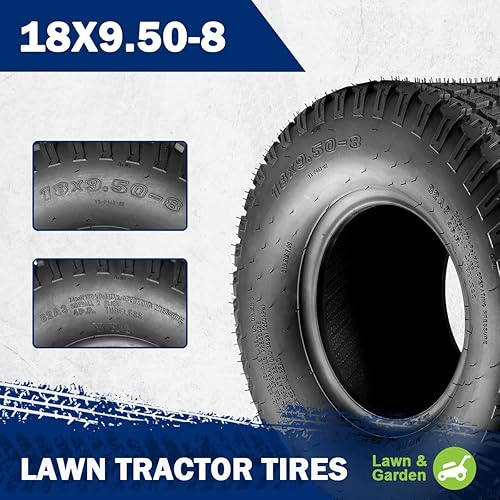 Miniatura 2 de MaxAuto Fox V2 - Neumático para cortacésped de 18 x 9.50-8, repuesto de neumático de 18 x 9.5 x 8 nhs para cortacésped, carrito de tractor de