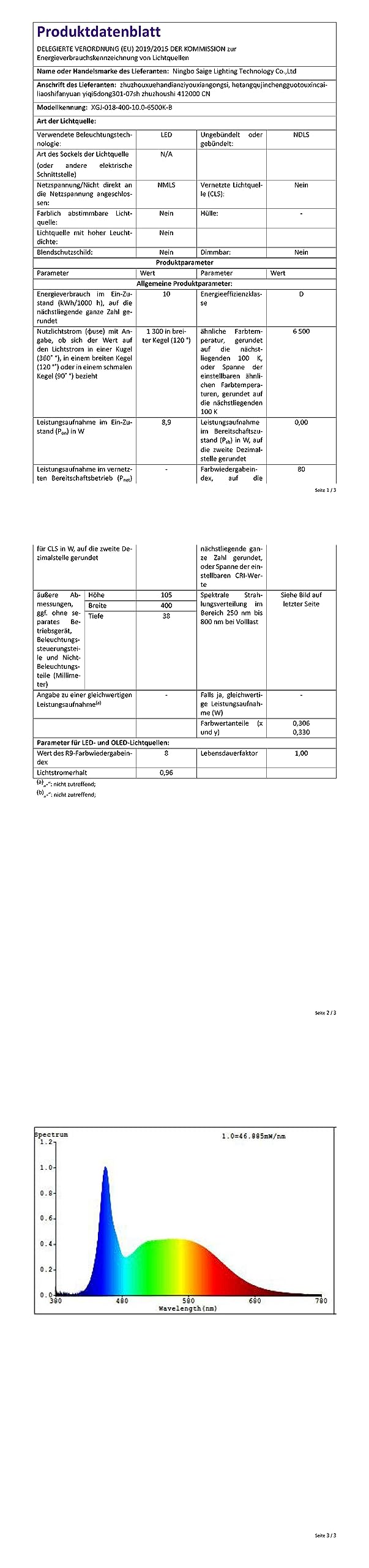 ACXIN LED Spiegellampe Bad 10W 40cm - IP44 Wasserdicht Warmweiß 3000K