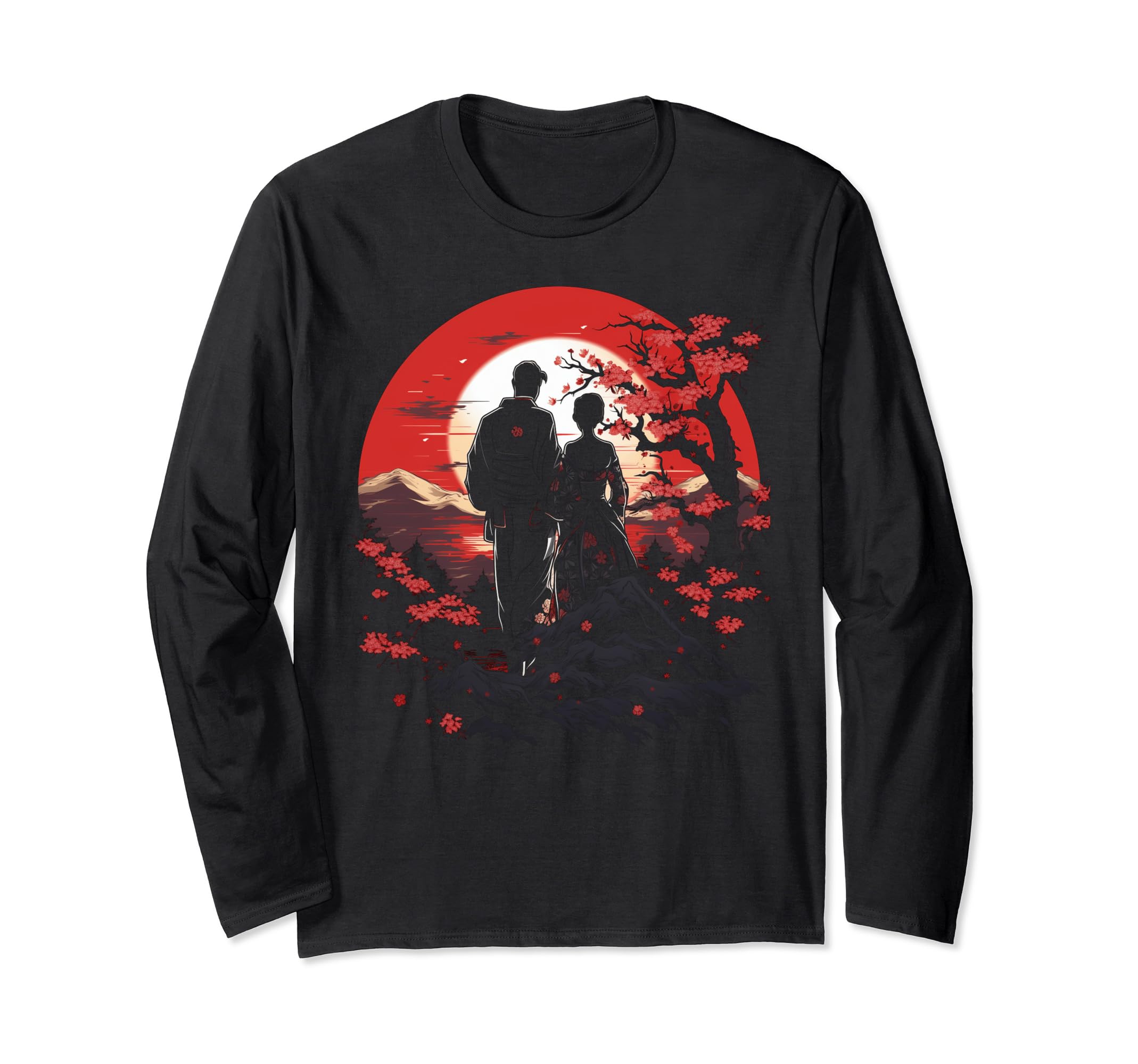 Uchikake Wedding Kimono Japanese Art Graphic Tees for Men Long Sleeve T-Shirt