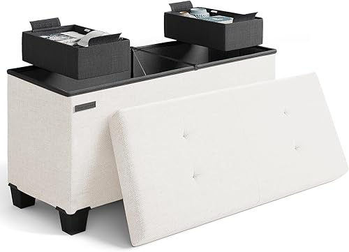 Miniatura 613 de Otomana plegable para dormitorio o sala de estar, con contenedores de almacenamiento, reposapiés para el extremo de la cama, soporta hasta 660 lb,