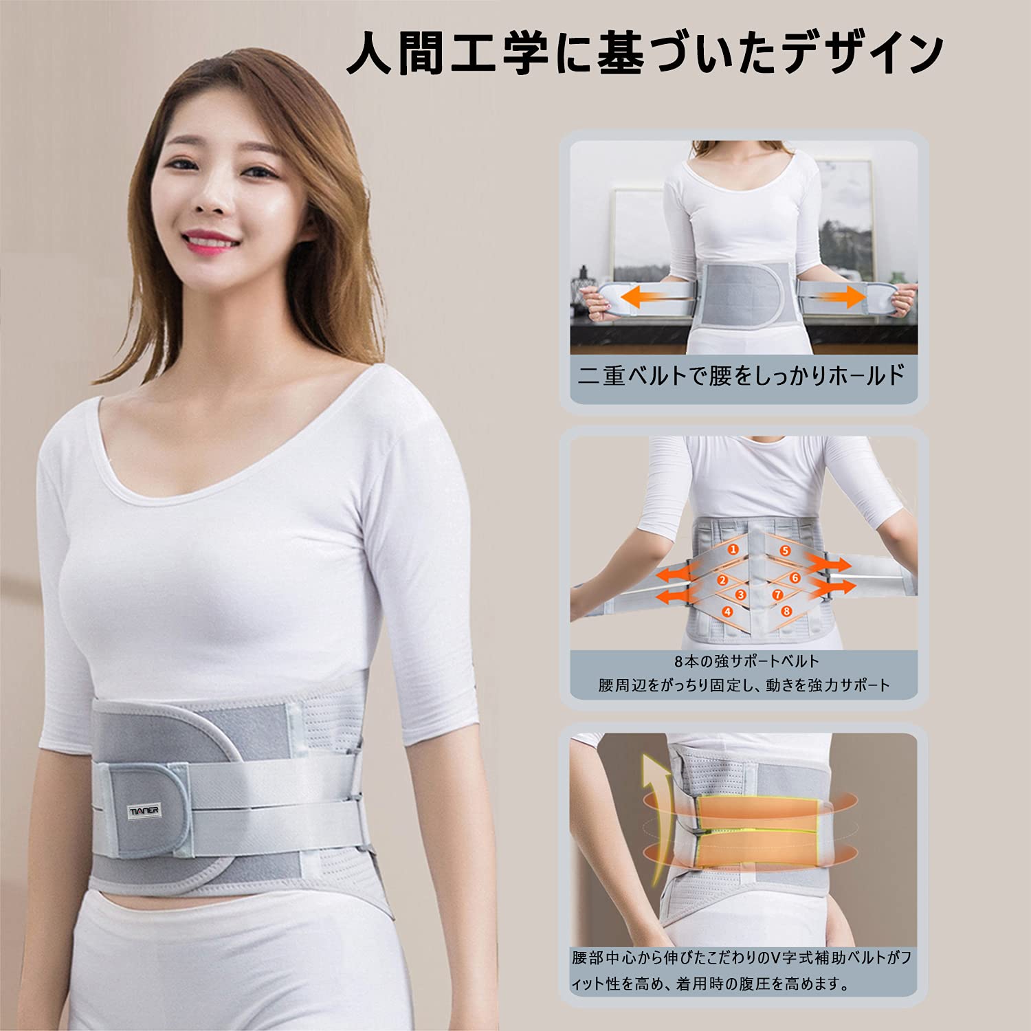 Amazon.co.jp: TIANER 腰 サポーター 腰コルセット ワイド設計【着脱式