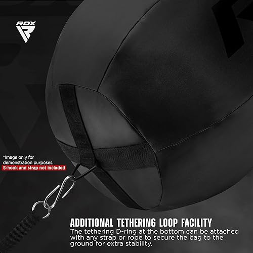 Miniatura 7 de RDX Saco de boxeo pesado con corte superior, saco de boxeo corporal con cadena y guantes, bolsa para entrenamiento de MMA, Muay Thai, Kickboxing,