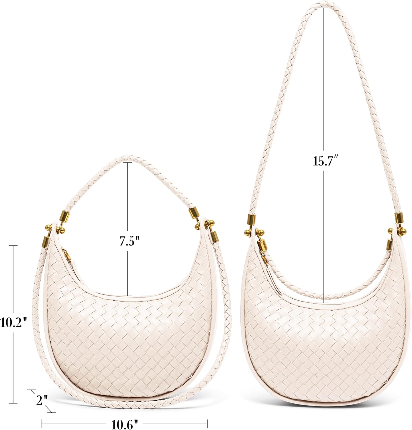 Joryin Woven Leather Crescent Shoulder Bag for Women, Saddle Purse Braided Top-Handle Handbag Under Arm Bag
