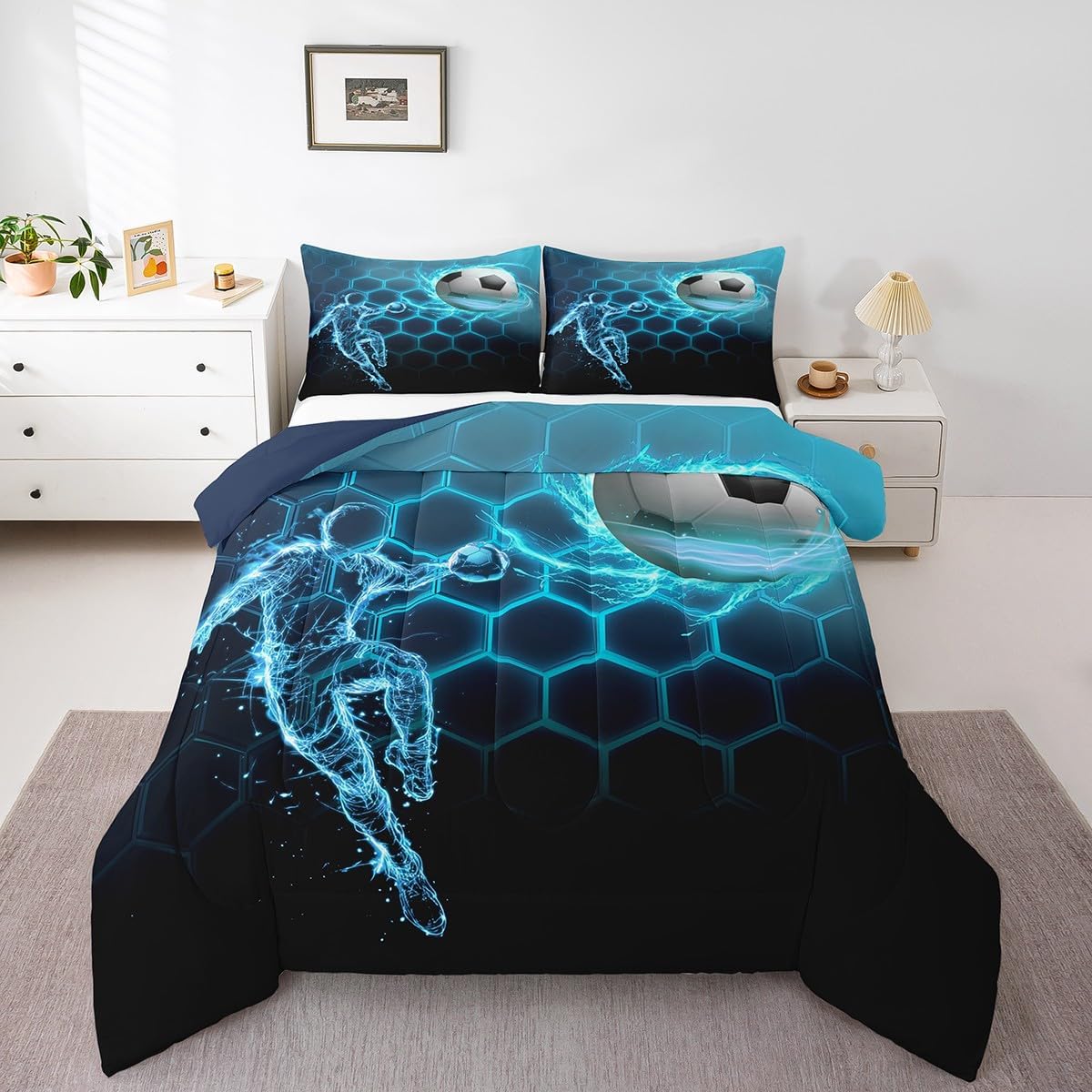 Basketball Room Bedding for Boys Sport Dunk Basketball Comforter Set Full Size for Kids Teens, 3D Black Ball Printed Bedding Comforter Sets Sport Game Ball Theme Duvet Insert Basketball Player Quilt