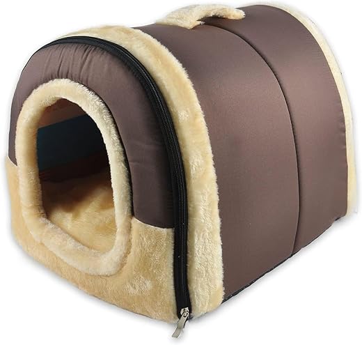 AMICA Igloo Dog House, Portable Cat Igloo Bed with Removable Cushion, 2 in 1 Washable Cozy Dog Igloo Bed Cat Cave, Foldabl...