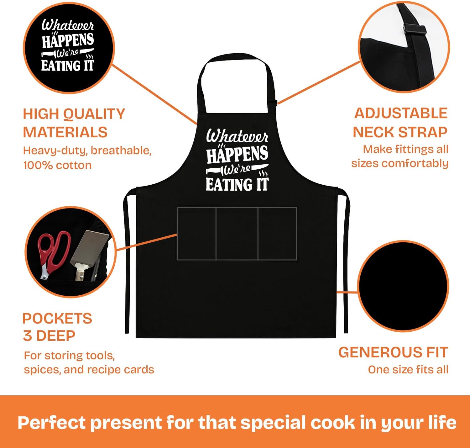 NewEleven Fathers Day Gift For Men, Dad, Husband, Him - Aprons For Men With Pockets - Image 2