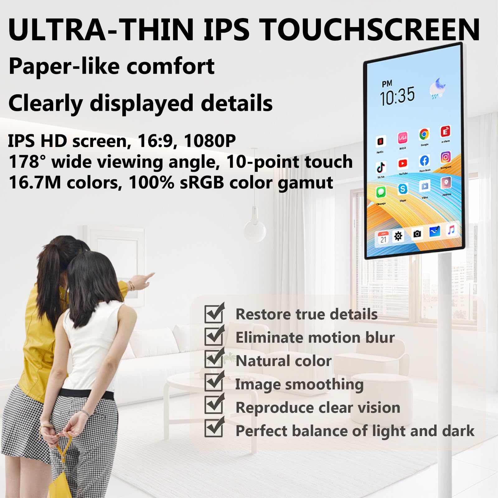 24/32pulgadas Smart TV Full HD PortáTil, Pantalla TáCtil MóVil,con CáMara De 12mp,hasta 5.5 Horas De AutonomíA, para Entretenimiento DoméStico Y De Viaje 24-B