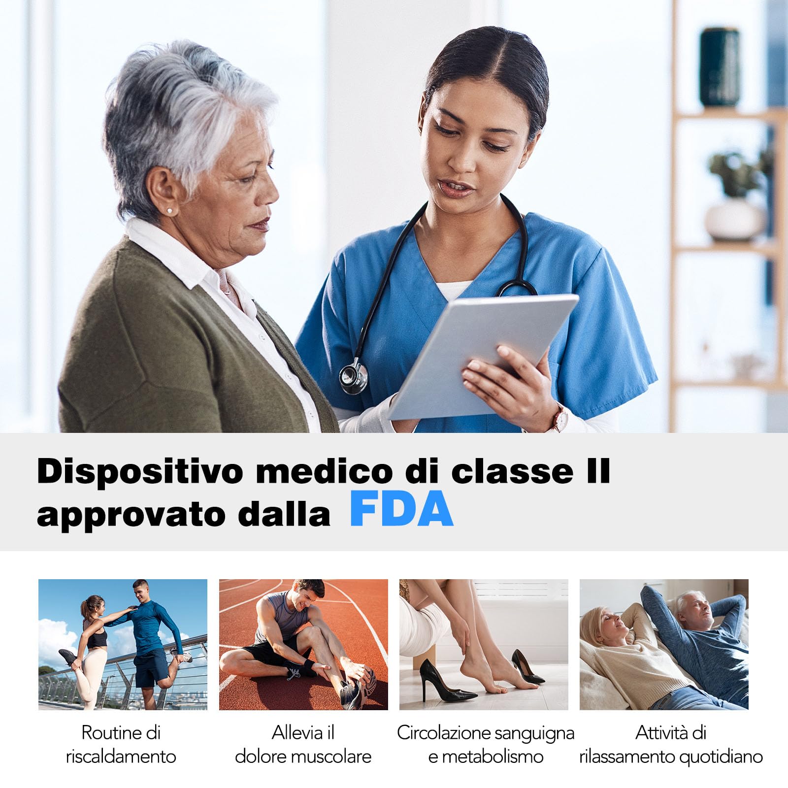 KNQZE Massaggiatore a Compressione per Gambe con 6 Modalità, 6 Intensità per La Circolazione e I Sollievo dal Dolore, Recupero con Compressione dell'aria per un Massaggio Completo delle Gambe
