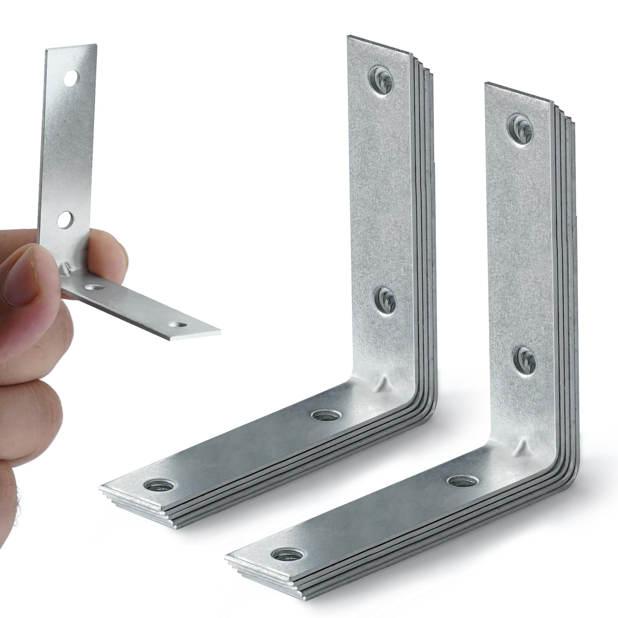 ZAVIA 10 Pcs Right Angle L Brackets for Wood, Silver, 60 mm