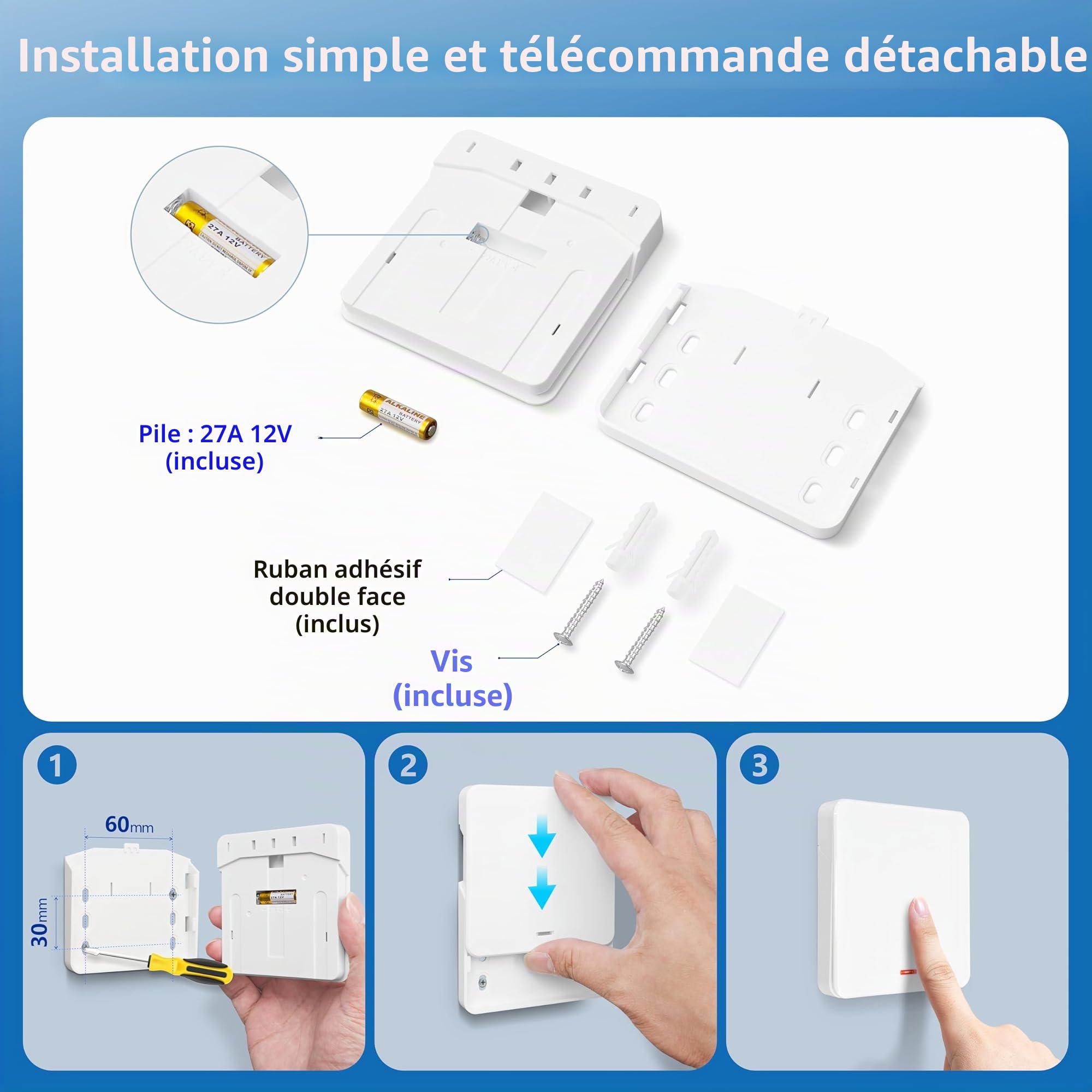 DieseRC Interrupteur de Lumière Sans Fil, Interrupteur émetteur RF pour Panneau Mural de type 86 et Contrôleur-récepteur à Relais de 10 A, pour des Lumières Jusqu'à 1500 W