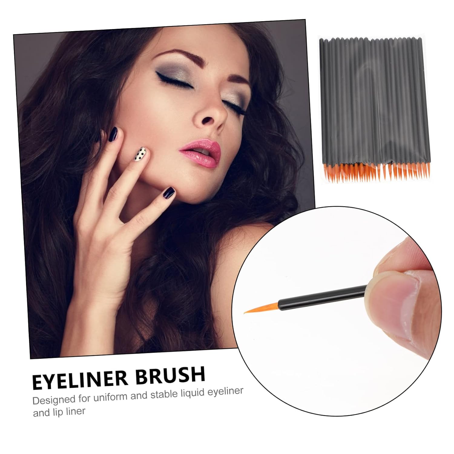 100pcs Nylon Eyeliner Brush Disposable Makeup Eye Tool Girls Eyeliner Applicator Cosmetic Brush for Travel