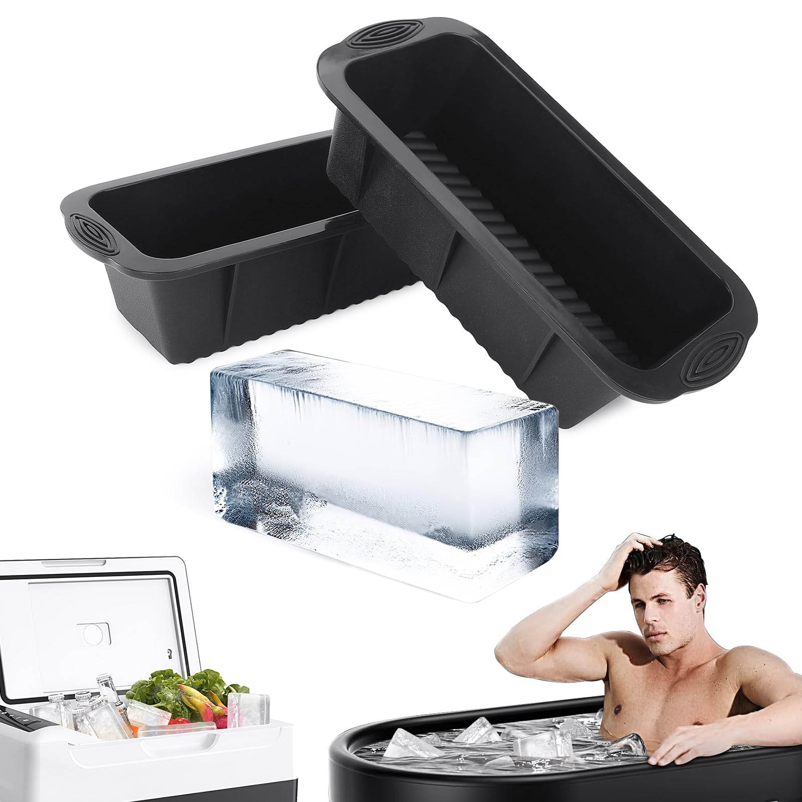 Cold Plunge Ice Mold: Extra Large Ice Block Molds for Ice Bath Silicone Reusable Big Ice Cube Tray for Ice Bath Tub Ice Container for Freezer Cold Plunge Water Chiller Accessories