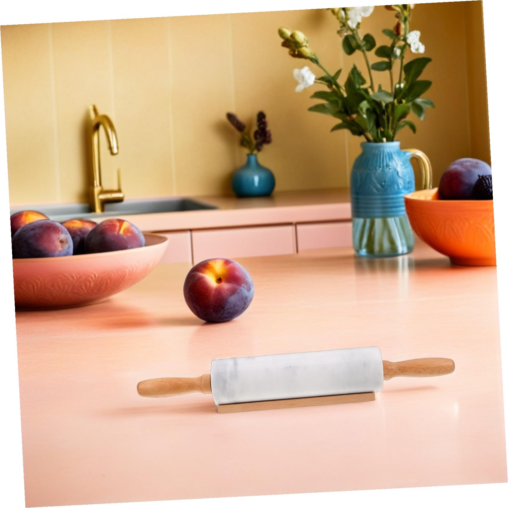 3 Piezas Rodillo de Mármol para Repostería Rodillo Ergonómico Antideslizante para Masa de Fondant Pan Pizza y Pastelería Herramienta de Cocina para Uso Doméstico