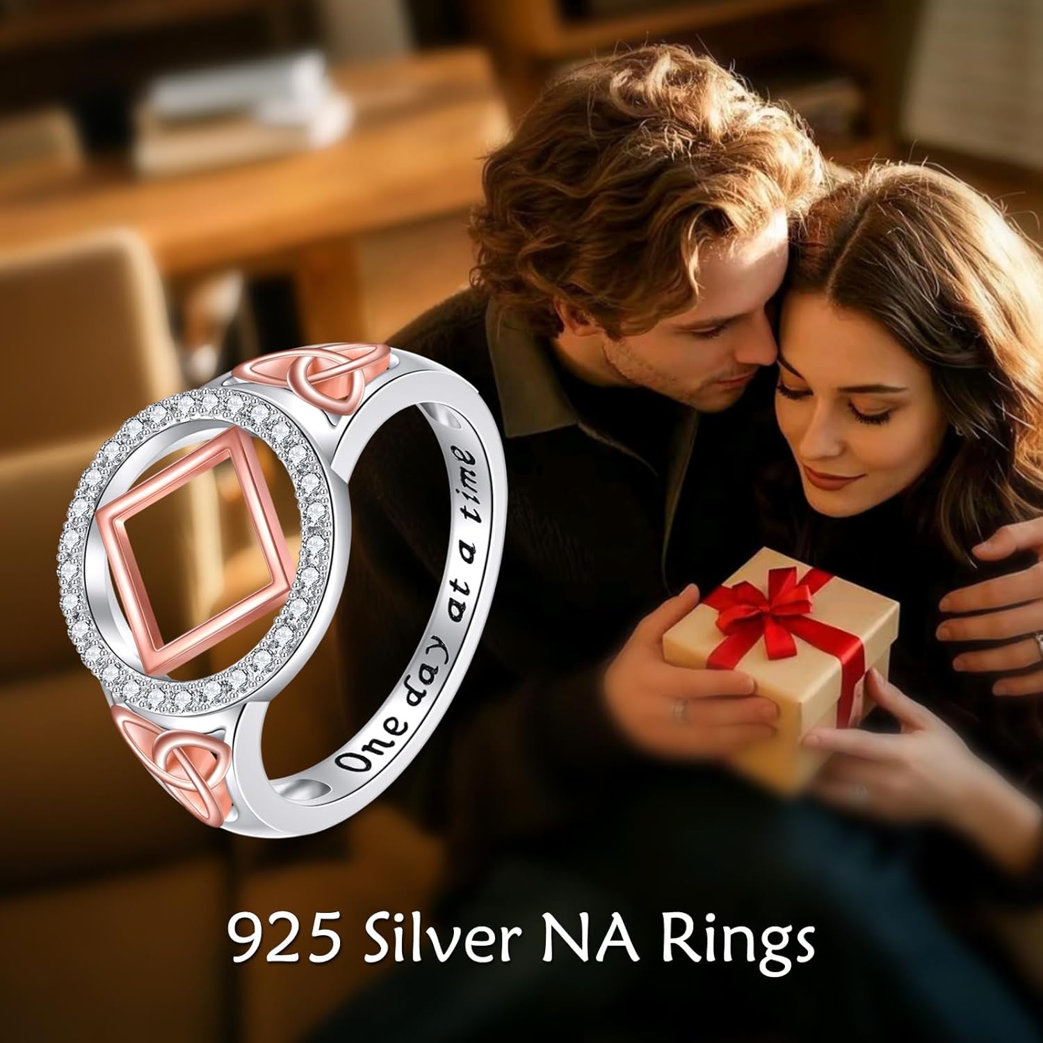 NA Sobriety Ring 925 Sterling Silver Alcoholics Anonymous Ring Celtic Stay Sober Recovery Rings Alcoholics Anonymous Ring for Women Friend Size 7 8 - Image 6