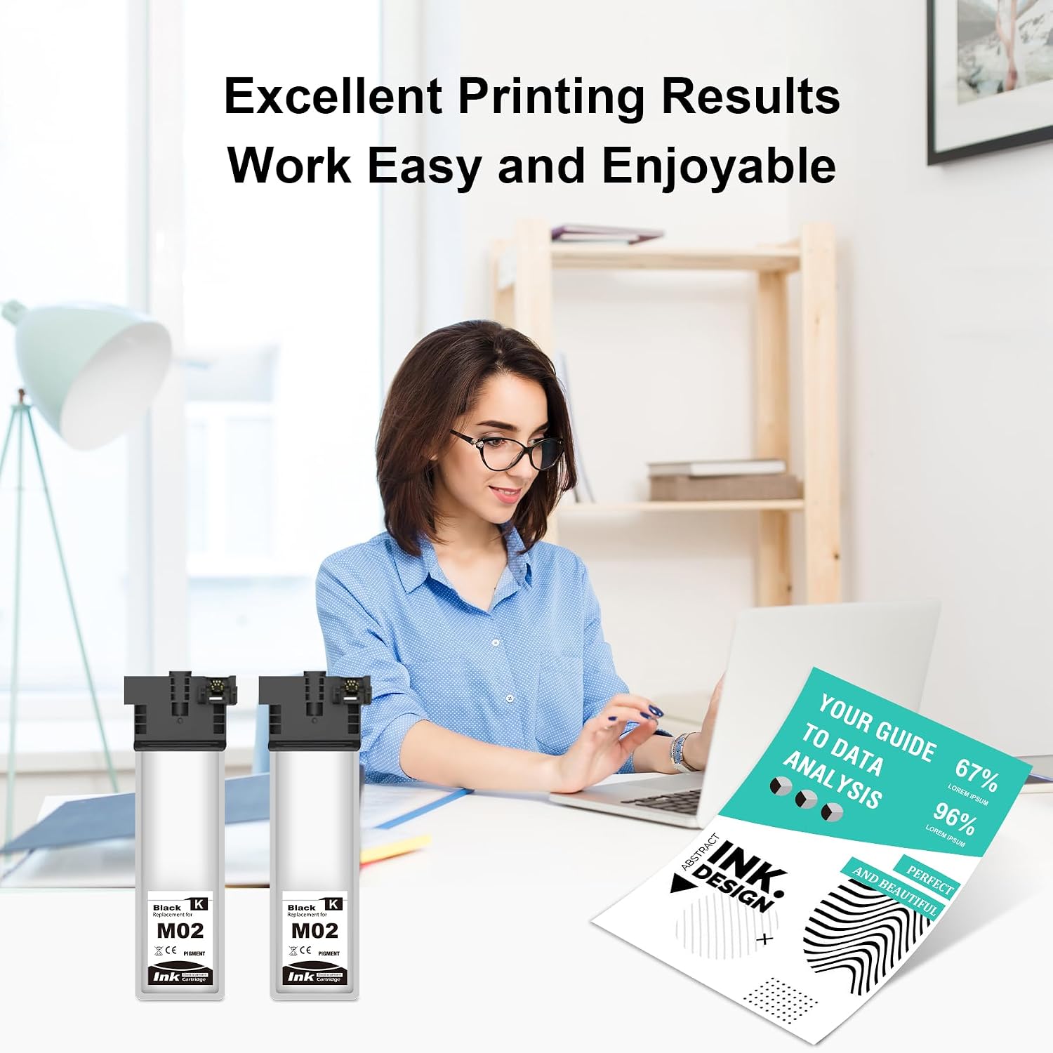 Remanufactured M02120 Standard Capacity Black Ink Cartridge M02 Replacement for Workforce Pro WF-M5799 WF-M5299 (2 Pack)