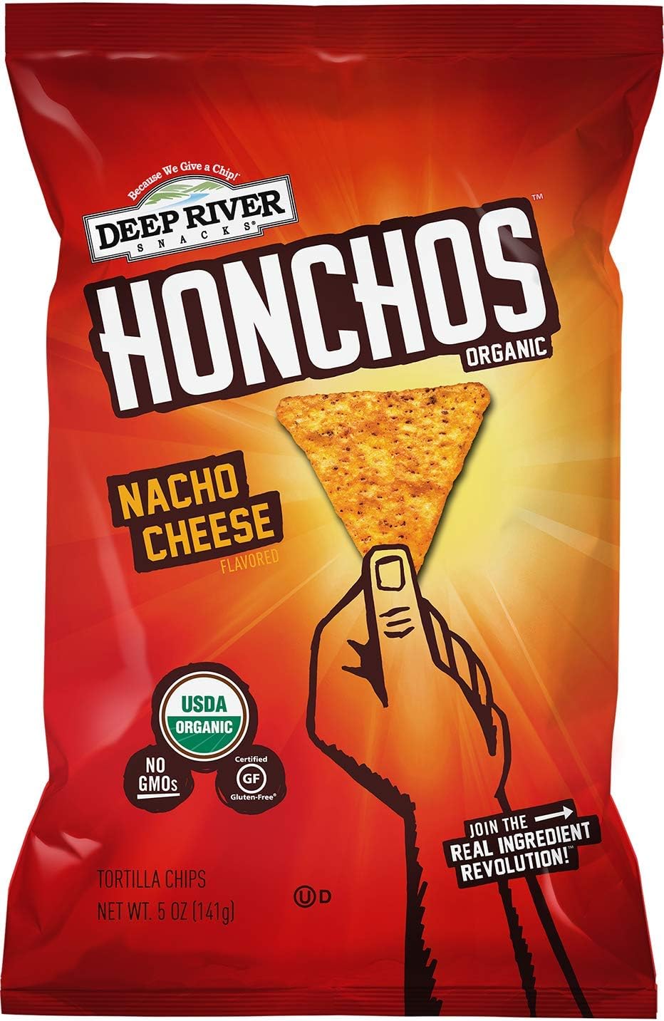 HONCHOS Tortilla Chips, Nacho Cheese, 5 Ounce (Pack of 12)