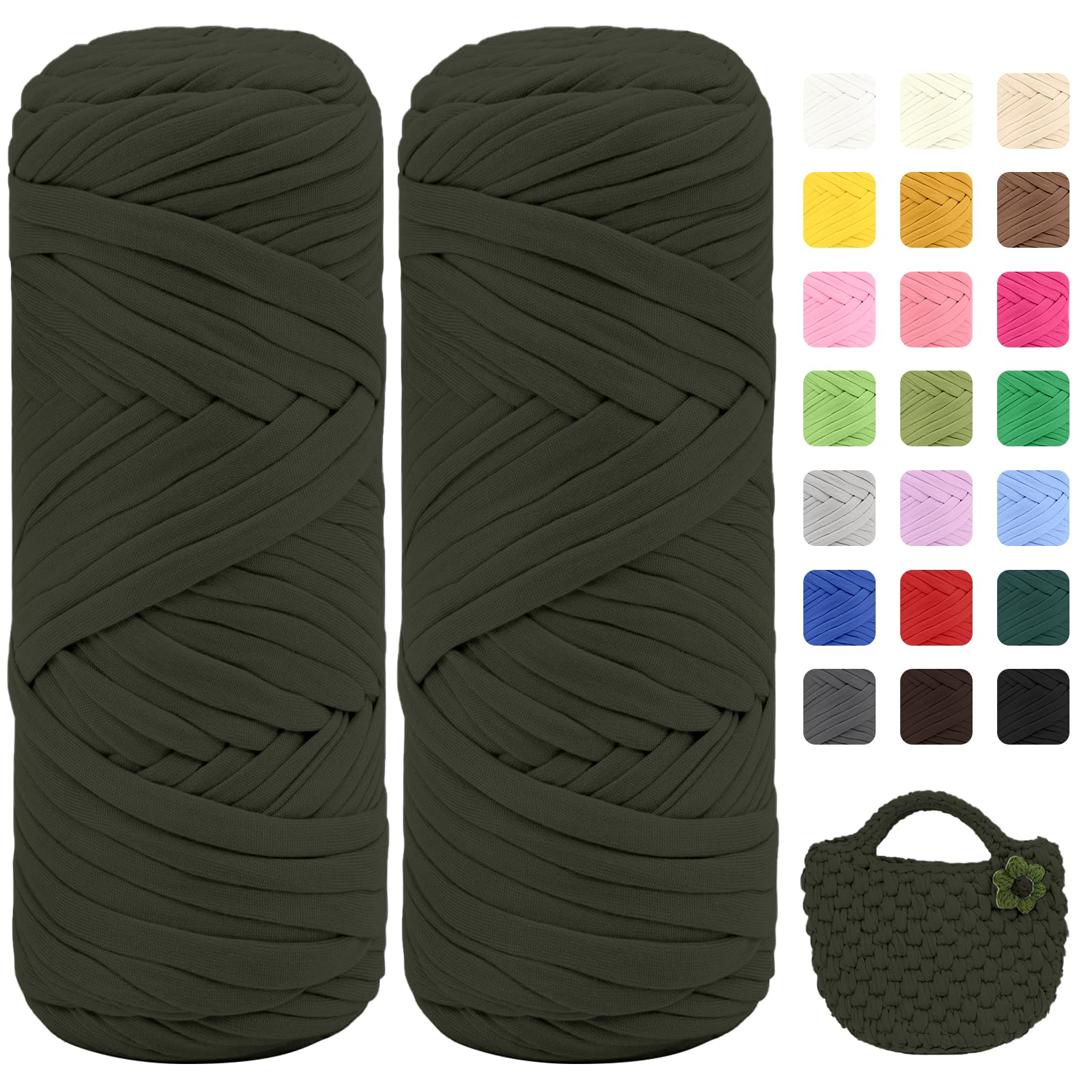 Maxee 400g T-Shirt Garn – 2 er Pack (je 200g/75m), Weiches Beilaufgarn zum Häkeln & Stricken – Farbintensiv & pflegeleicht, Ideal für Häkeltaschen/Körbe/Teppiche DIY Projekte, Handarbeiten und Deko