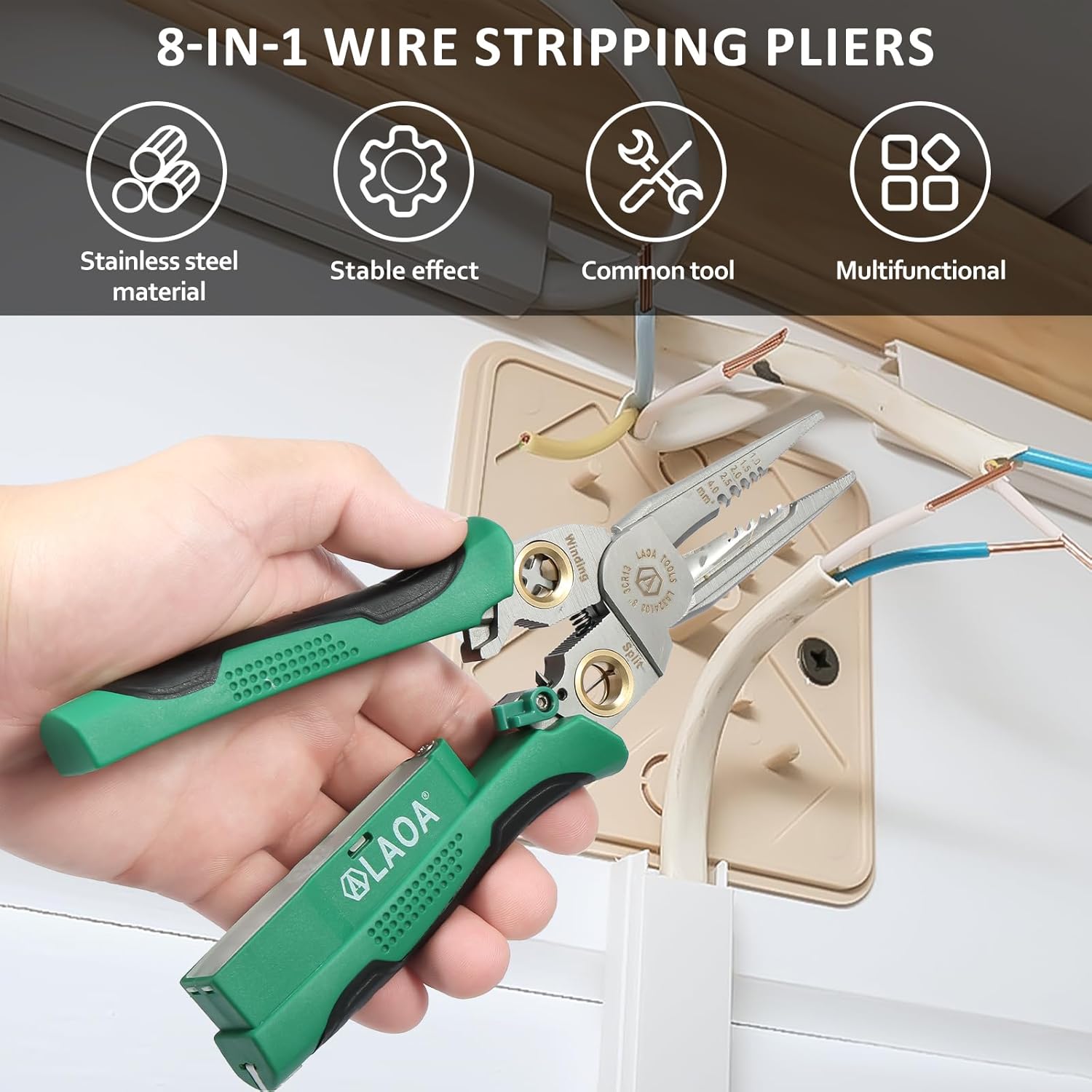 8 in 1 Multi-Function Wire Stripping Pliers, Wire Strippers with Electricity Measurement Function, Professional Wire Stripping Tool Electrical Pliers for Stripping Cutting Crimping