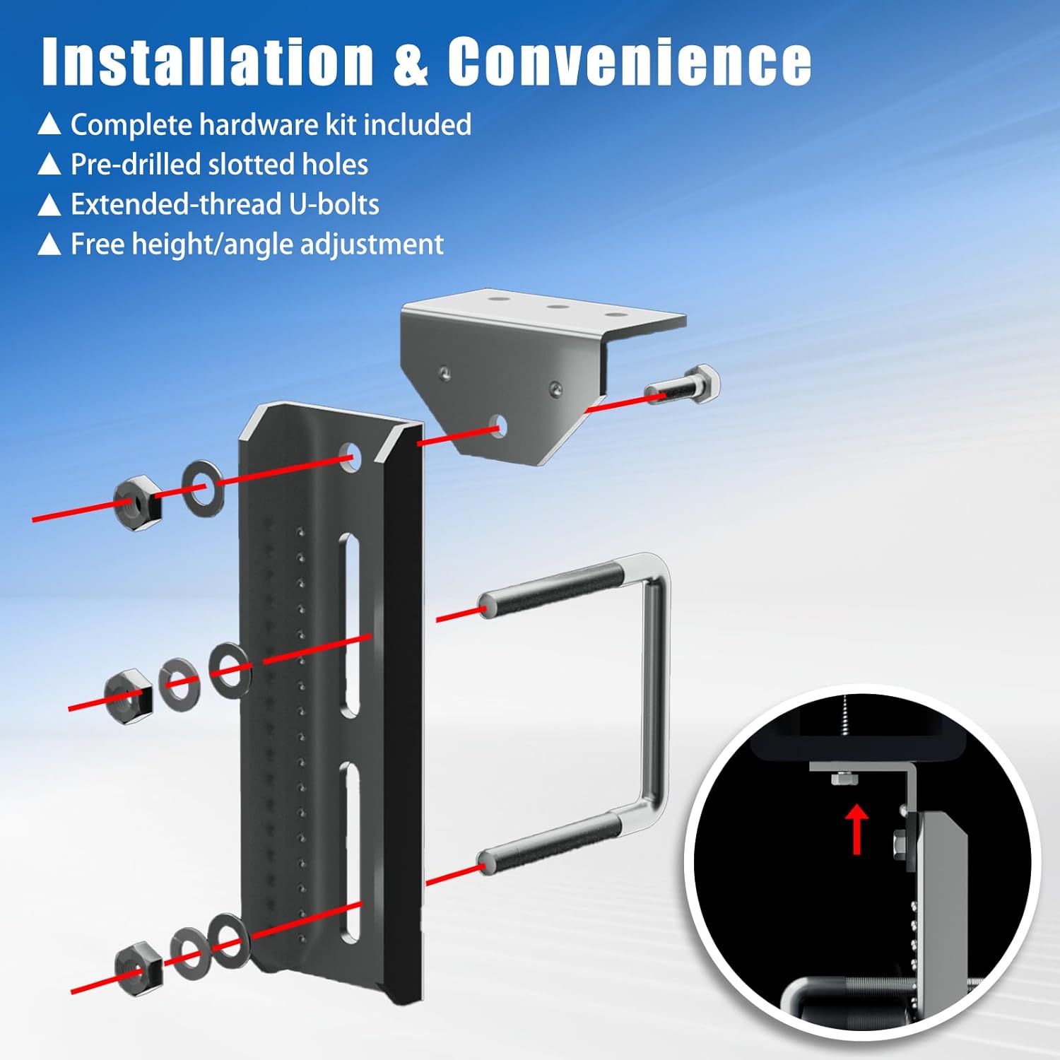 JNDO 8" Boat Trailer Bunk Brackets 4 Pcs Swivel Top Bunk Bracket for Boat Trailer Cross Member