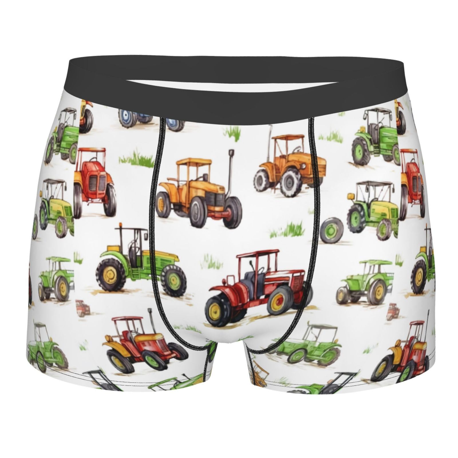 Oudrspo Men's Black Tractors Boxer Briefs Novelty Breathable Stretch Moisture-Wicking Underwear