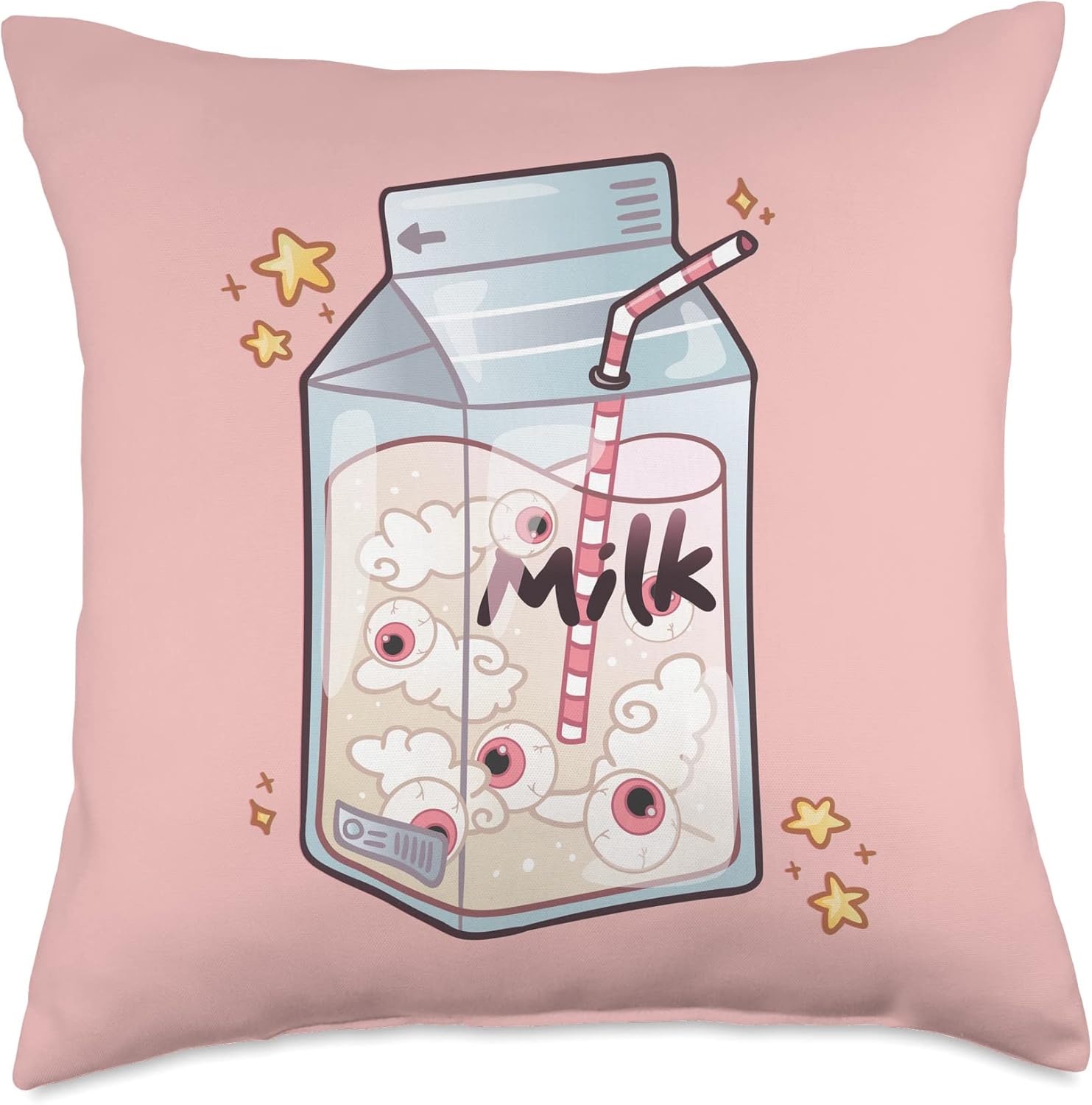 Weirdcore Aesthetic Eyes Japanese Milk Carton Eyeballs Throw Pillow