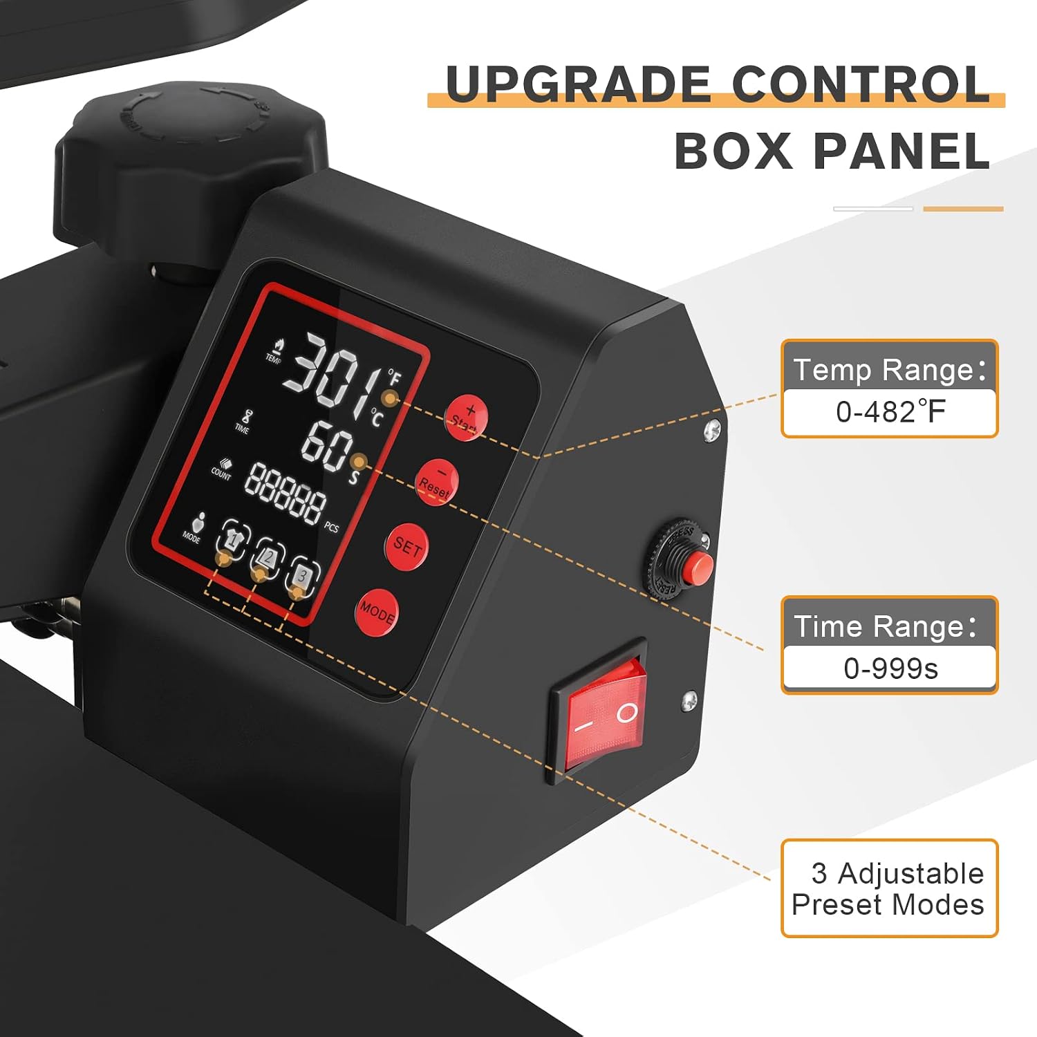 Dollate Heat Press Control Box Replacement Parts Digital Panel Accessories Machine 1400W Temperature Controller AC 110V Switch Power Attachment for 15x15 Shirt Heatpress Mug HTV Pressing Sublimation