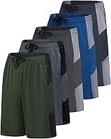 Vista 19 de Real Essentials Paquete de 5 para hombre: pantalones cortos Dry-Fit de 9" - Gimnasio atlético, entrenamiento, baloncesto, correr, bolsillos casuales