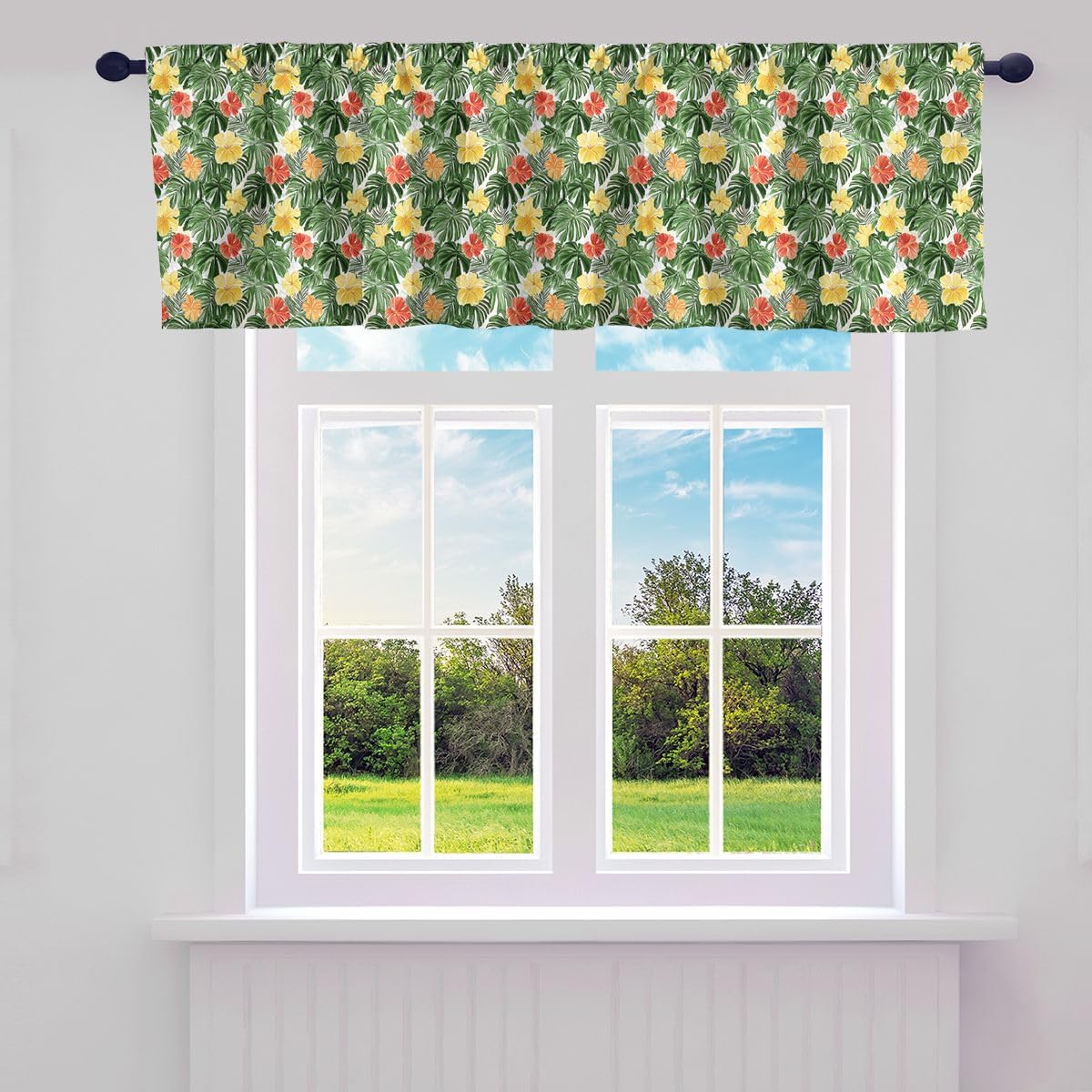 Deer Valance Curtains 52" W X 18" L, Antlers Blackout Valances, Arrow Window Curtains, Camouflage Plaid Blackout Valances, Wild Animal Nature Camo Check Window Treatment Valances, Black Grey