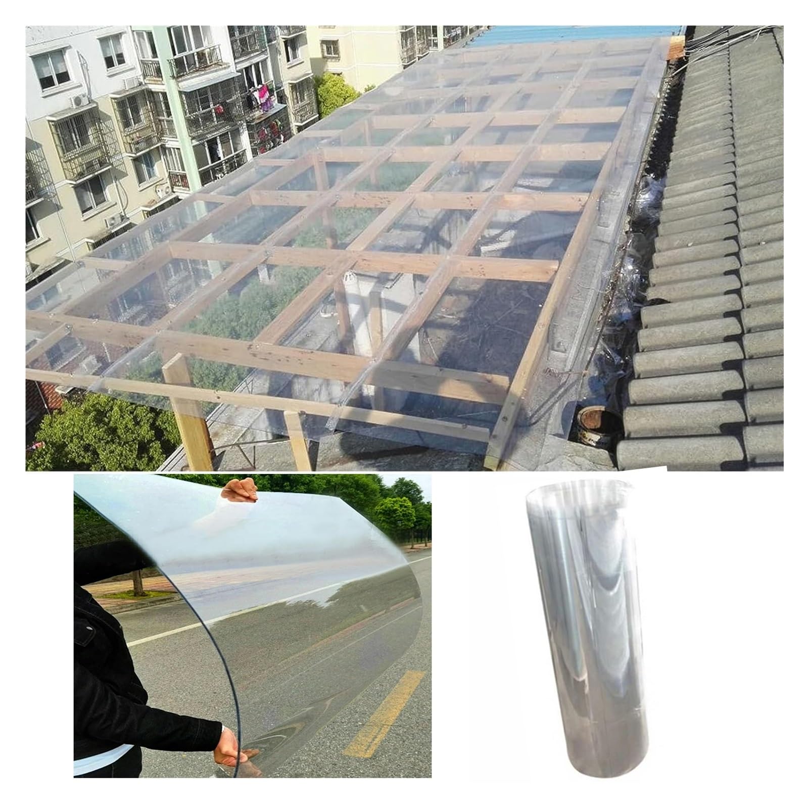 Lámina de plástico transparente para cubierta de invernadero, 1 x 7 m, panel transparente y duradero, protección UV, paneles de repuesto para uso en exteriores