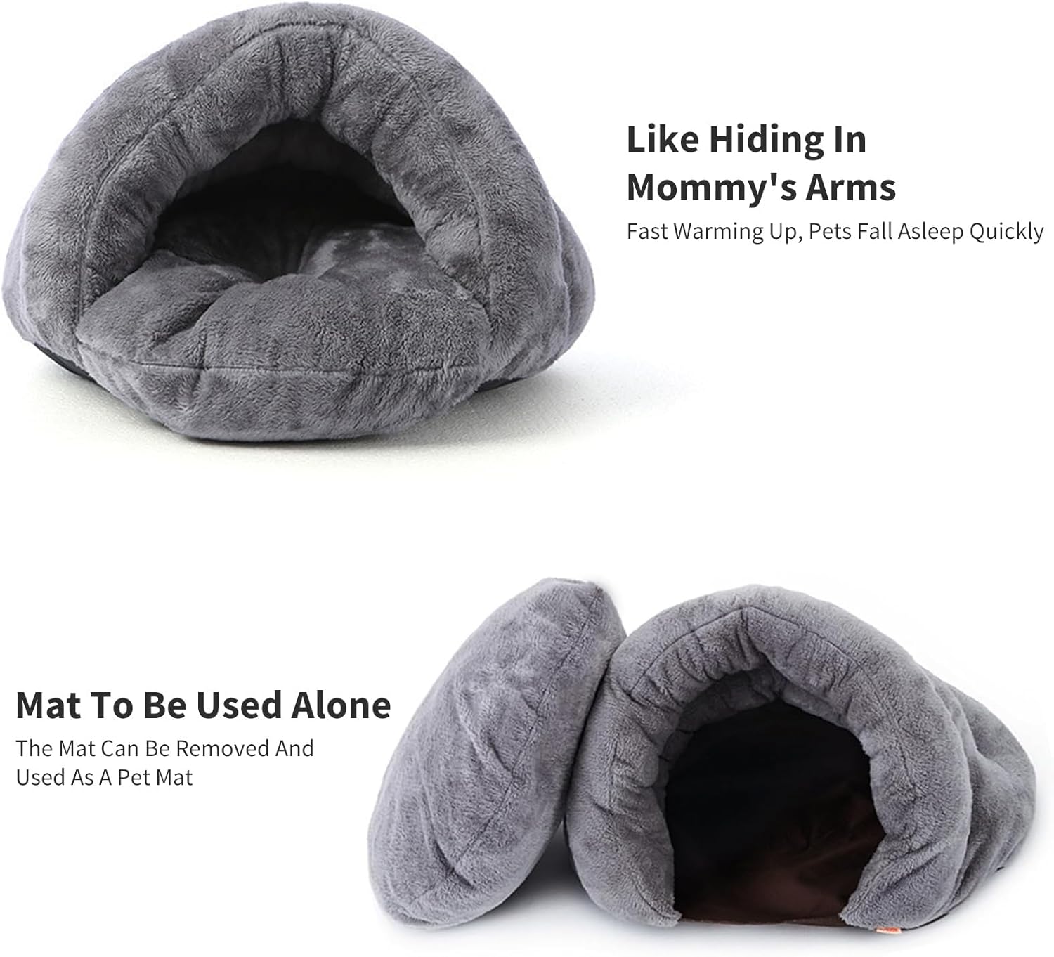 PETCUTE Warm Cat Cave Beds for Indoor Cats, Super Soft Cat Beds with Hooded Cover, Short Plush Covered Sleeping Cozy Pet Bed for Puppies and Cats,Cat House with Removable Washable Cushion