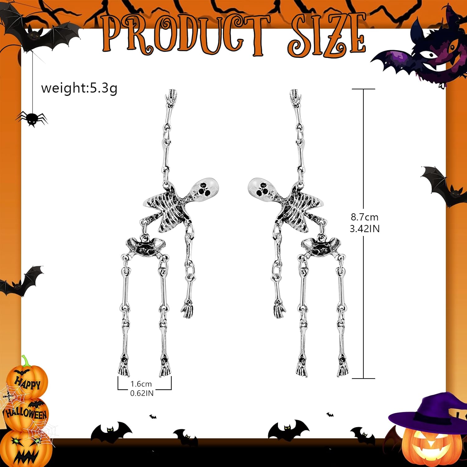 Halloween Earrings For Women Skeleton Skull Earrings Punk Gothic Spooky Dangle Earrings For Halloween Jewelry Party Cosplay - Image 3