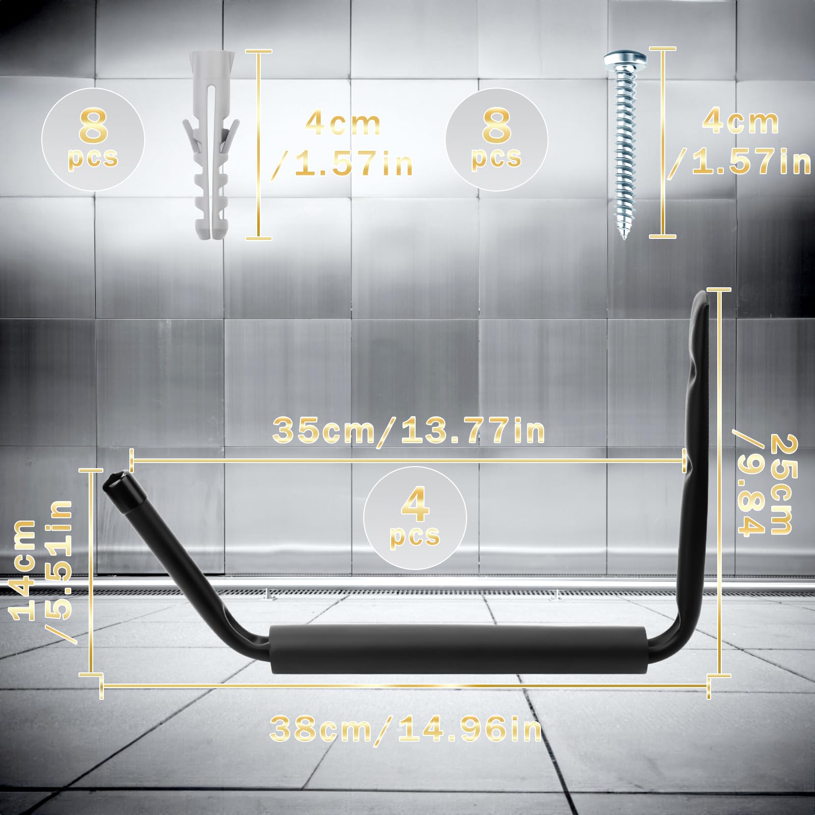 3-H Garage Hooks,Garage Storage Hooks 20 Pieces,Wall Hooks Ladder Hooks for Storage Hanging Organize Electric Tools, Ladder, Bulk Items(Black