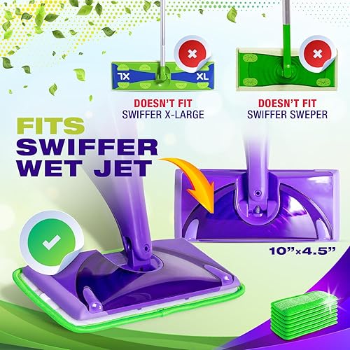 Miniatura 2 de Almohadillas reutilizables para trapeador compatibles con Swiffer WetJet (paquete de 4)  Recambio de mopa de microfibra para paños húmedos  Las