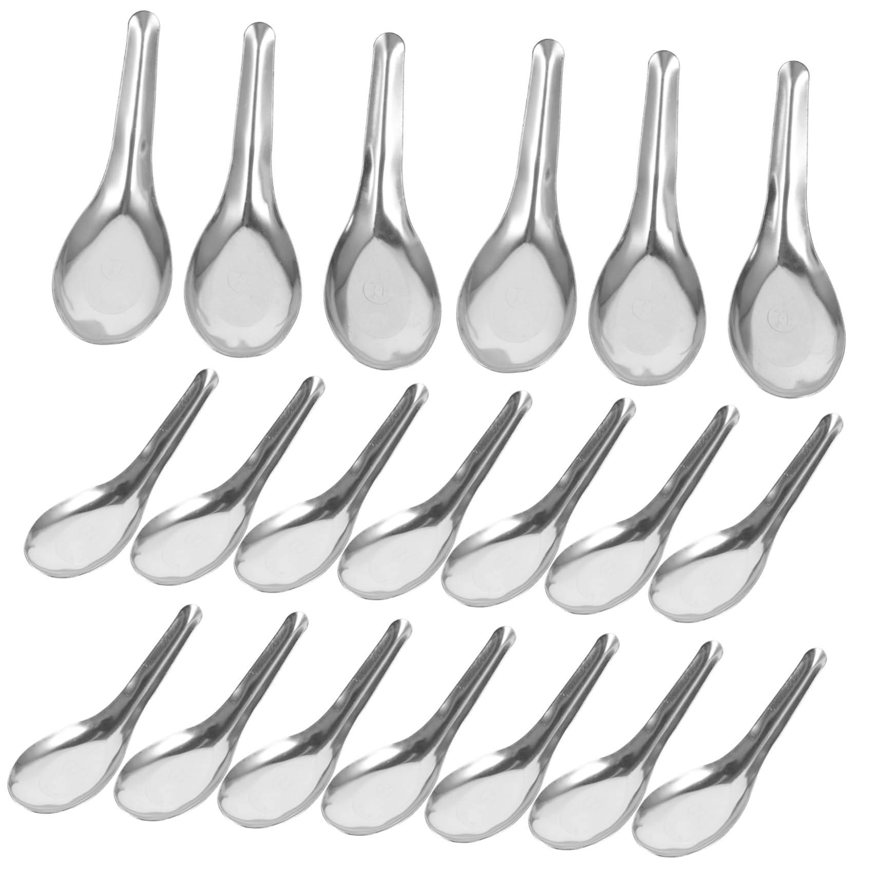 Cuillère de Service 50 Pièces en Acier Inoxydable Argenté | Finition Polie, Usage Polyvalent, Lot de 50, Style Simple et Élégant pour Maison et Restauration Style Aléatoire