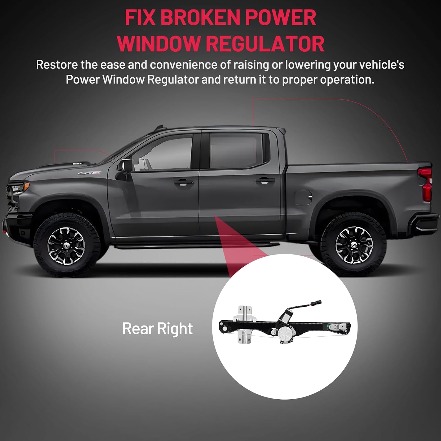 BDFHYK 751-580 Power Window Regulator with Motor Rear Right Compatible with GMC Acadia 2013-2016，Buick Enclave 2013-2016, Chevrolet Traverse 2013-2016