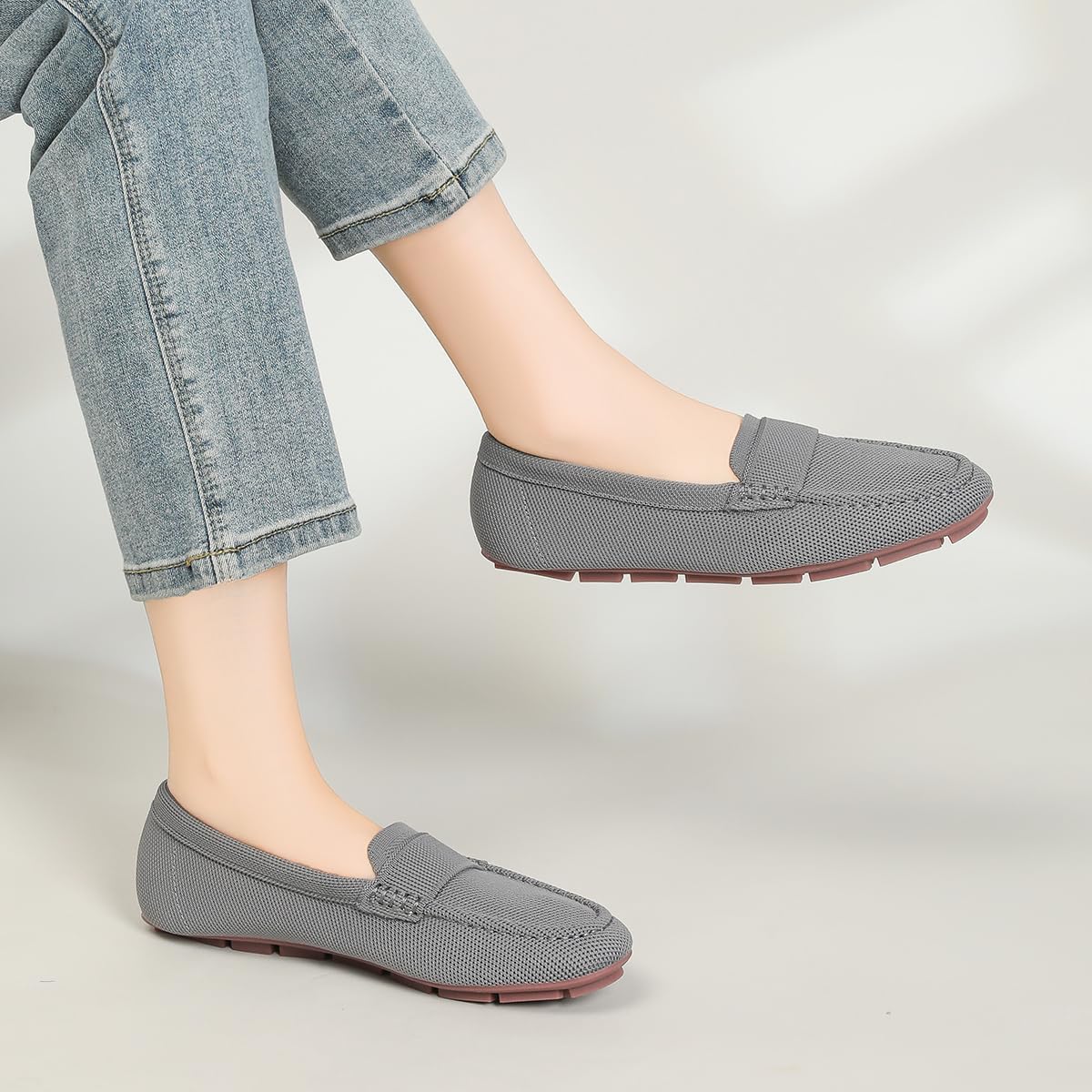 Women's Lightweight Knitted Loafers Casual Flat Shoes Comfortable Boat Shoes Flat Bottomed Breathable Shoes - Image 8