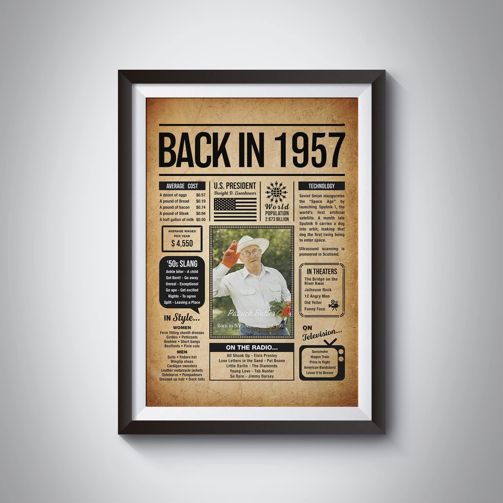 Amazon.com: Back in 1957 Poster Sign, Personalized Birthday Gifts