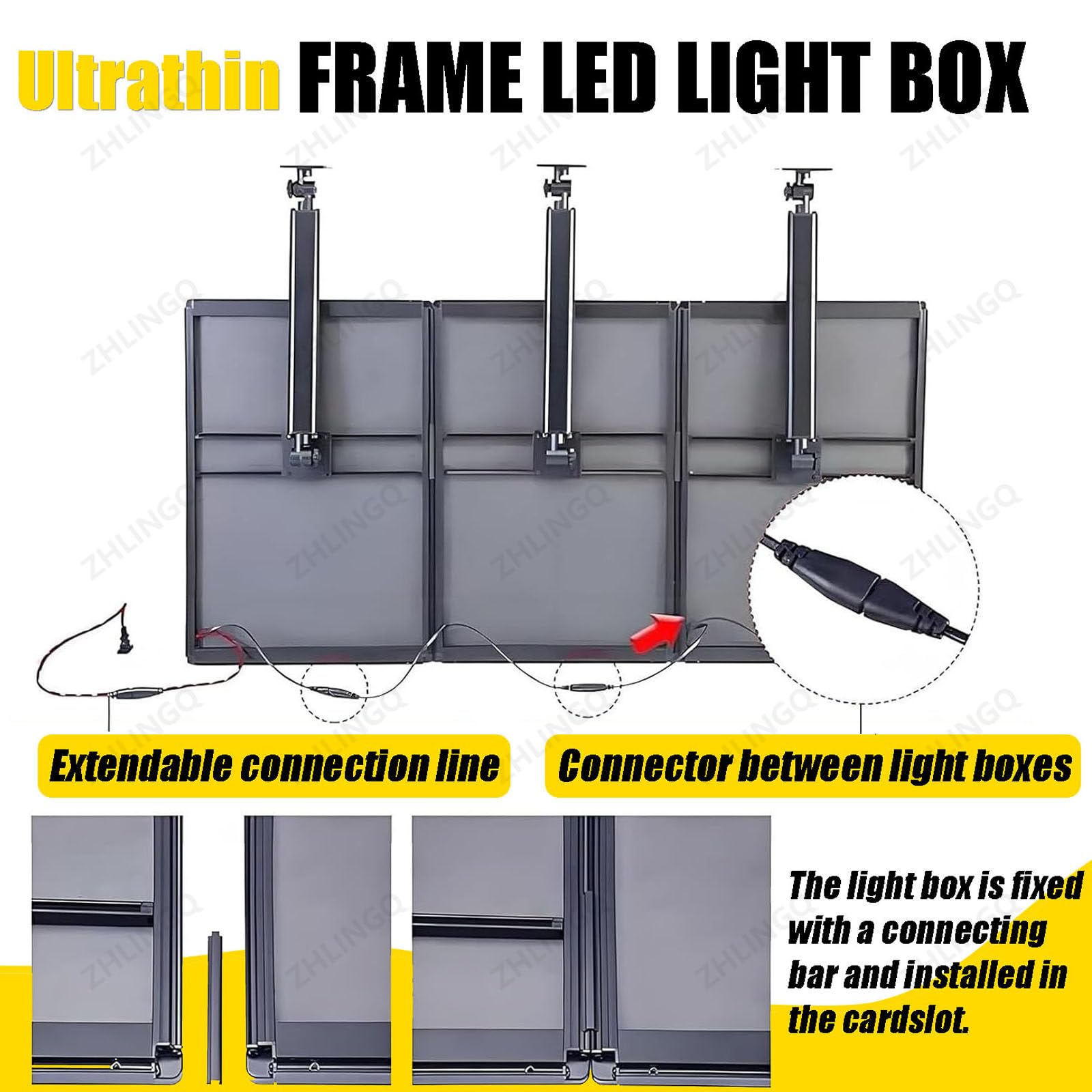 Scatola luminosa a LED con cornice sottile a scatto, lavagna per menu retroilluminata per ristorante, caffetteria, negozi, cartellone per le affissioni da parete