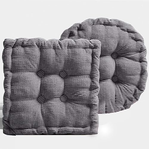 Miniatura 1 de Juego de 2 almohadas de suelo de meditación, cuadradas y redondas, para adultos, cojín de pana copetuda para balcón, exterior, tatami y sala de