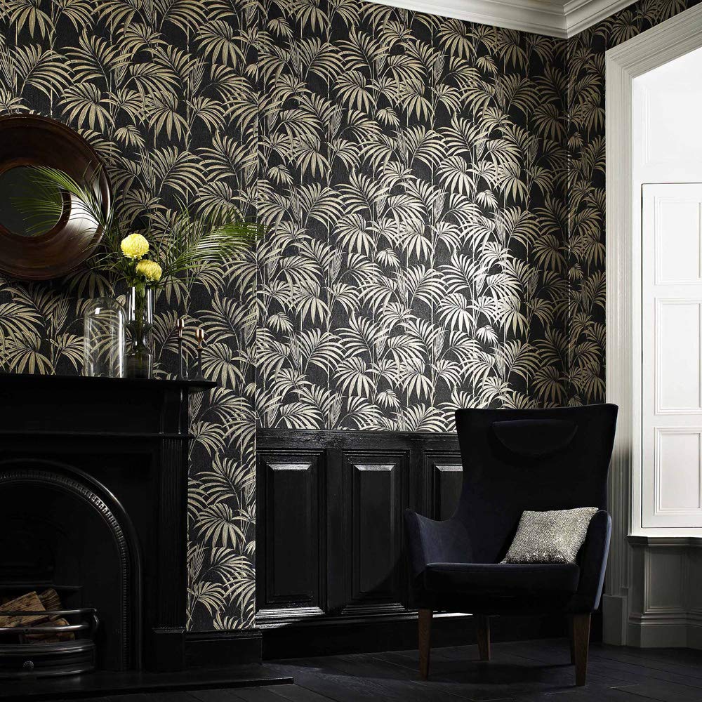 Graham & BrownHonolulu Gold Wallpaper, Black/Metallic